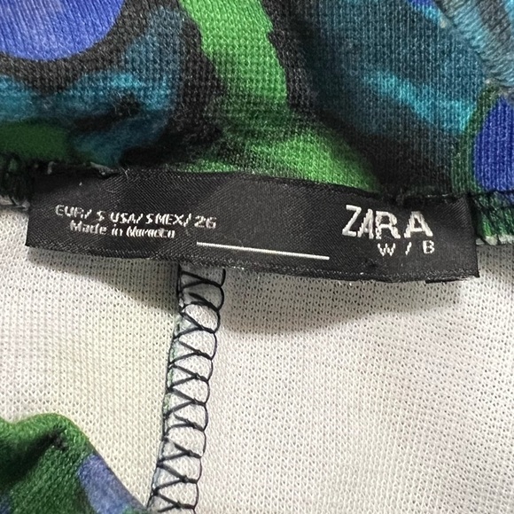 Zara Bell Sleeve Floral Mock Neck Stretch Trapeze Mini Dress Size S - Picture 7 of 9